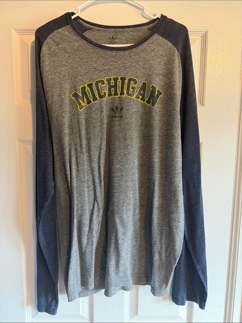 adidas Gray & Navy Michigan Long-Sleeve Raglan Tee